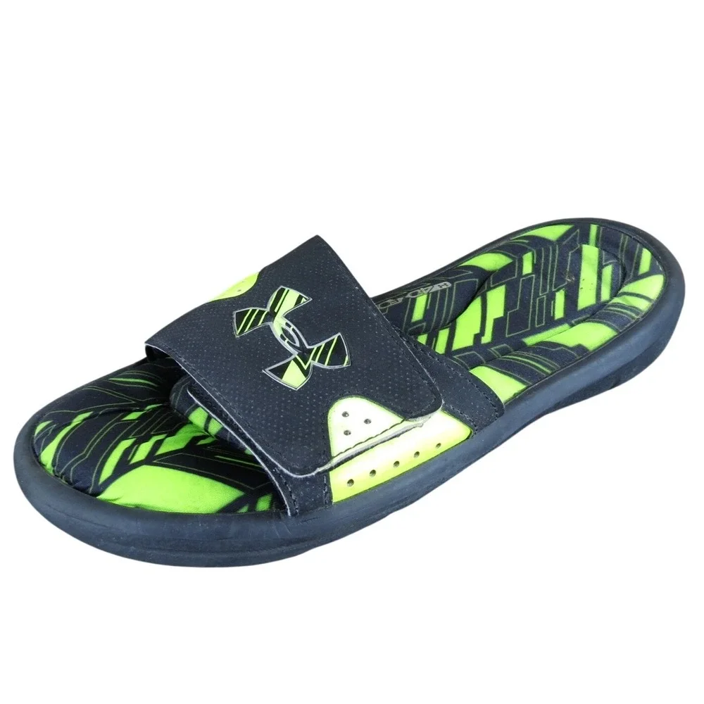 Under Armour Slide‎  Boys Y 5 Medium Sandal Green Synthetic Hook & Loop